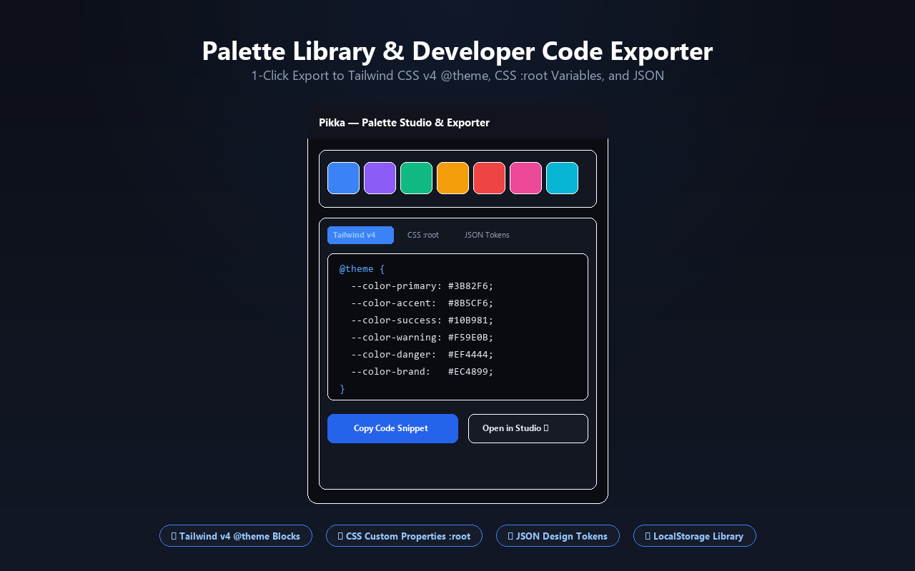 Pikka Palette Library and Code Exporter Screenshot